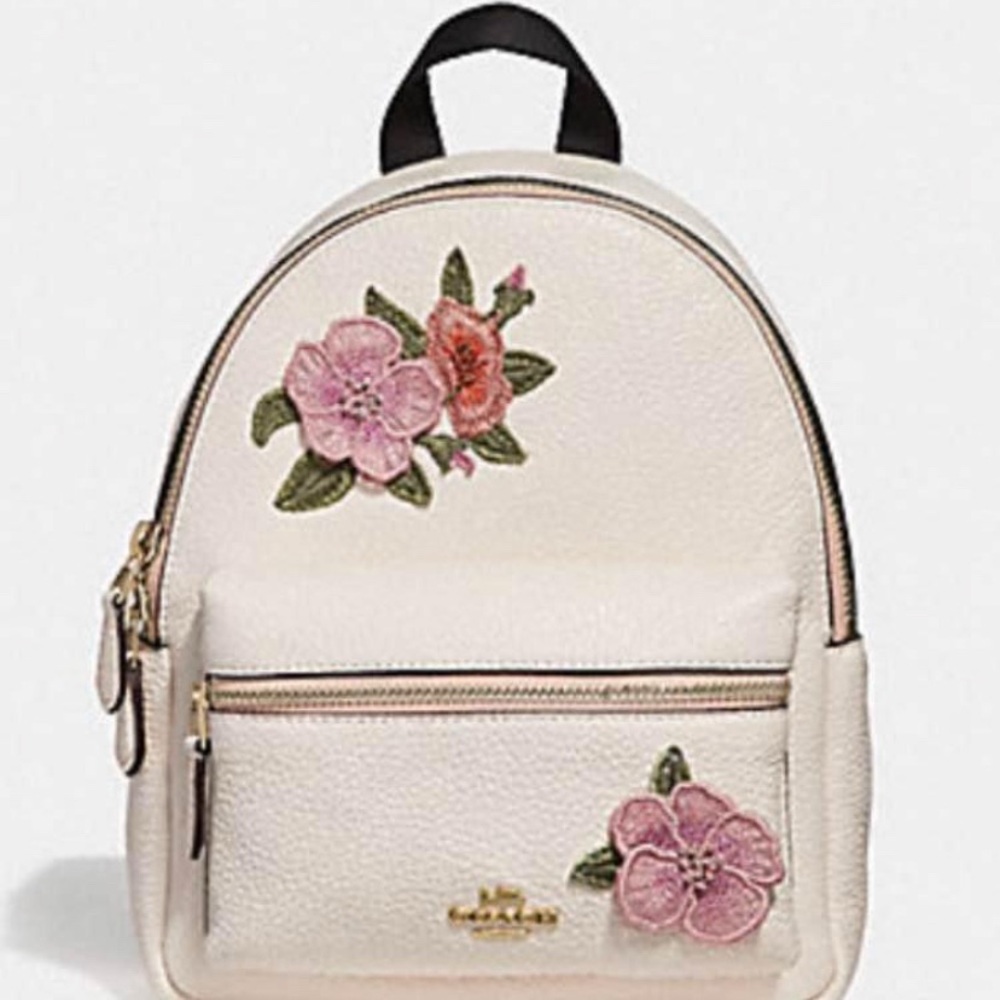 Coach Cream and Pink Crossbody Bag with Floral Embroidery(( closet clear ))